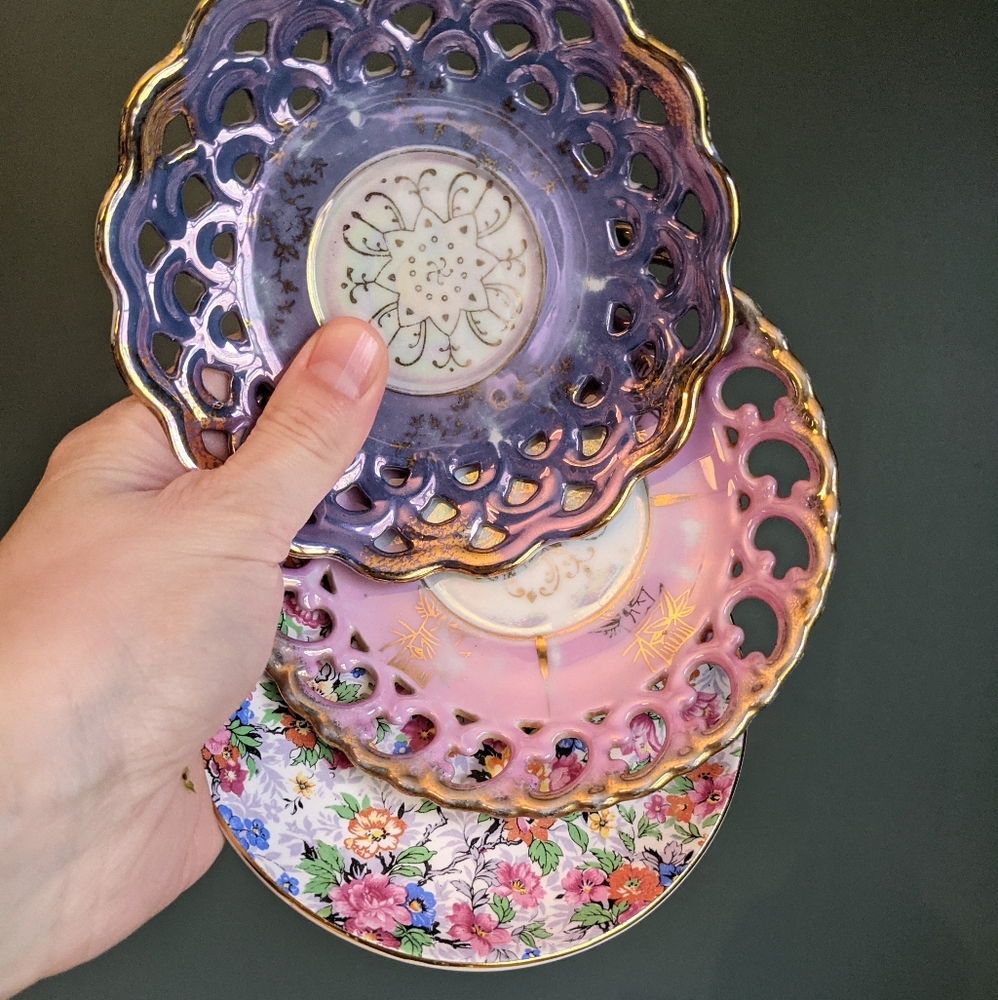 Set of three vintage saucers